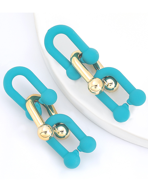 Fashion Blue Resin Chain Geometric Multilayer Earrings