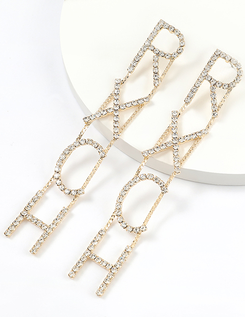 Fashion Golden Claw Chain Letter Alloy Hollow Long Sleeve Earrings
