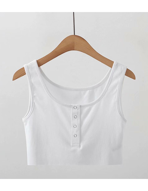 Fashion White Solid Color One-breasted Slim Short Camisole Top