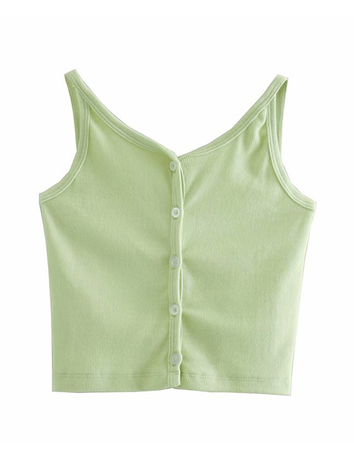 Fashion Fruit Green Solid Color Single-breasted Sling Slim Vest