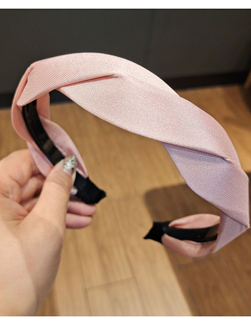 Fashion Pink Pure Color Wave Pattern Bright Silk Hand-woven Headband