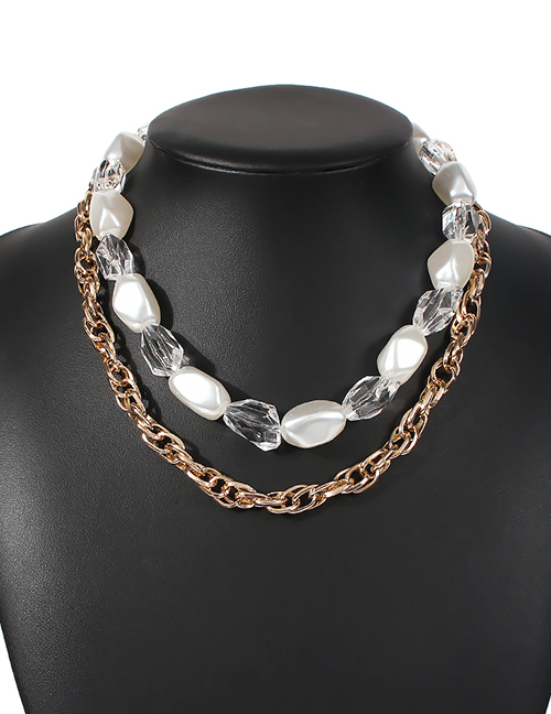 Fashion Golden Alloy Pearl Double Necklace