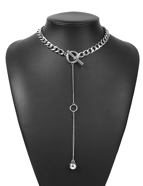 Fashion White K Alloy Chain Pendant Necklace