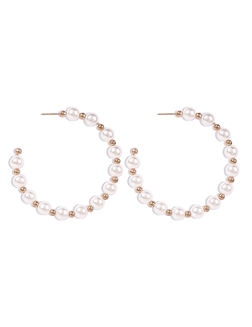 Fashion Pearl White Alloy Pearl Semicircle Ear Studs