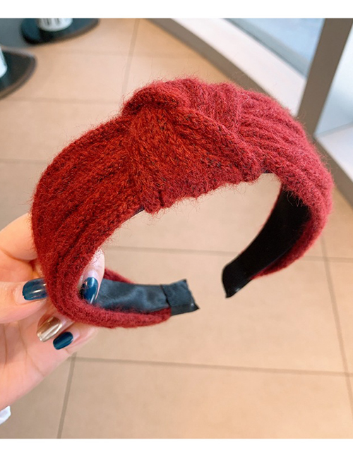 Fashion Wine Red Knitted Wide-brimmed Headband