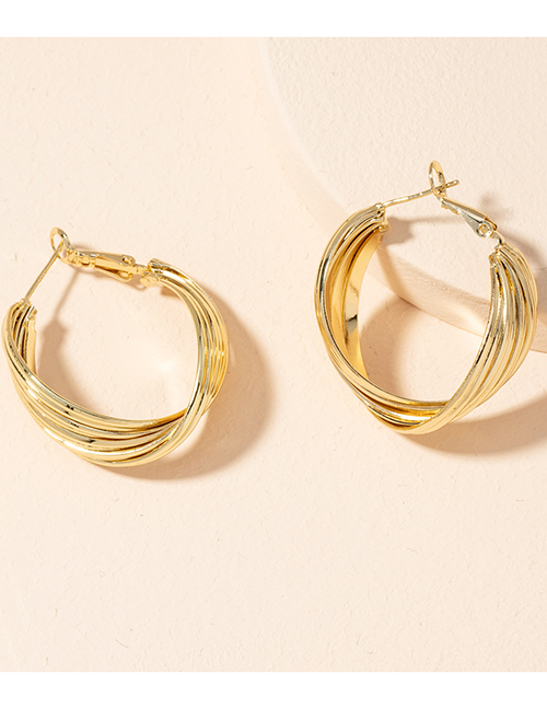 Fashion Golden C-shaped Twisted Hoop Earrings