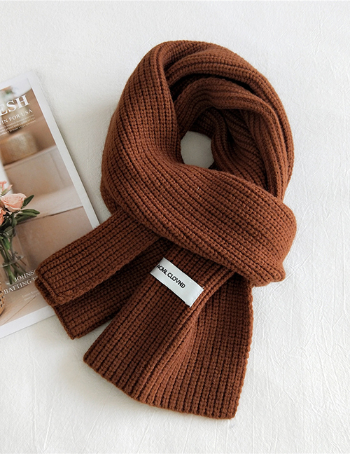 Fashion Caramel Solid Color Double-sided Knitted Long Thick Letter Logo Scarf
