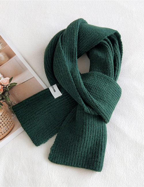Fashion Green Solid Color Double-sided Knitted Long Thick Letter Logo Scarf
