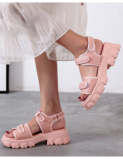 Fashion Pink Platform Velcro Sandals
