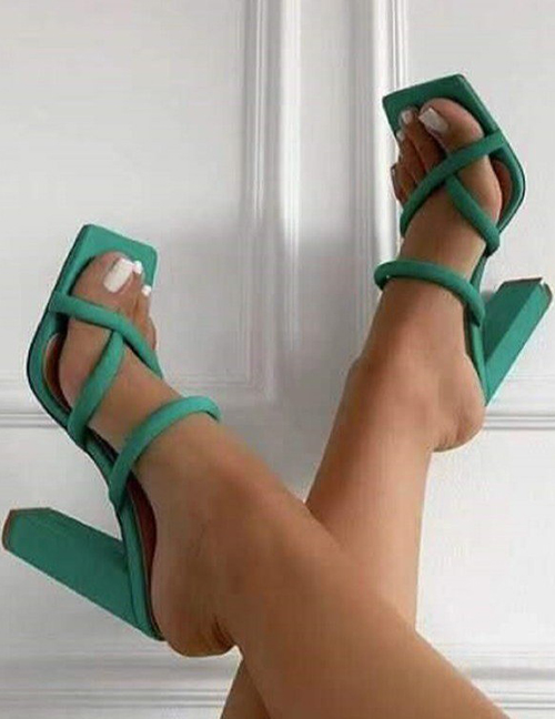 Fashion Green High Heel Slip-on Sandals