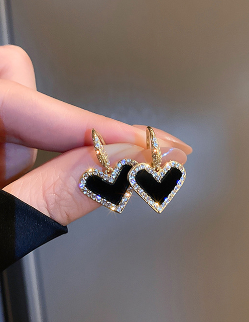 Fashion Black Micro-inlaid Zirconium Full Diamond Love Earrings