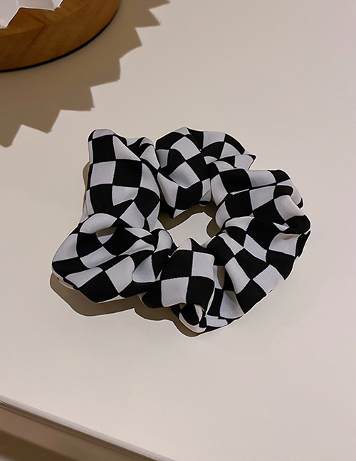 Fashion Chinese Grid Checkered Pleated Hair Tie