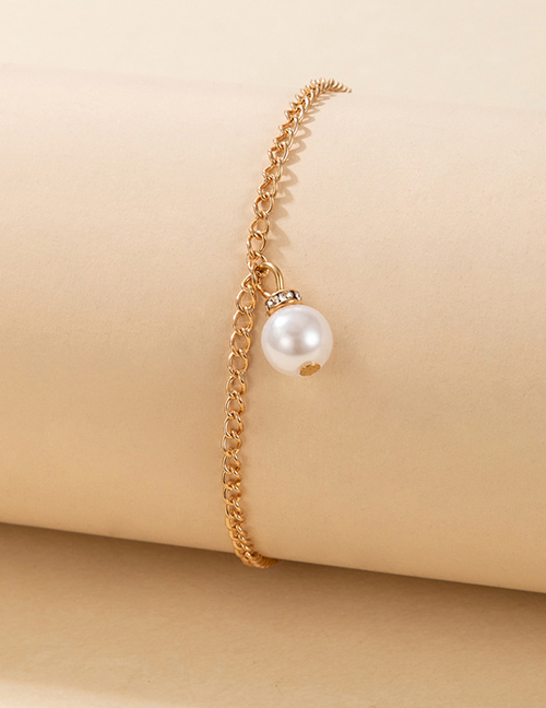 Fashion Gold Alloy Pearl Anklet