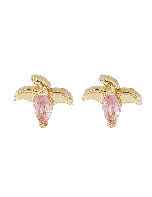 Fashion Pink Copper Inlaid Zircon Dinosaur Earrings
