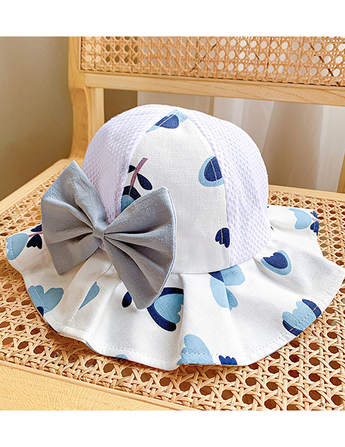 Fashion Grey Bow Children's Printed Bowknot Breathable Mesh Fisherman Hat