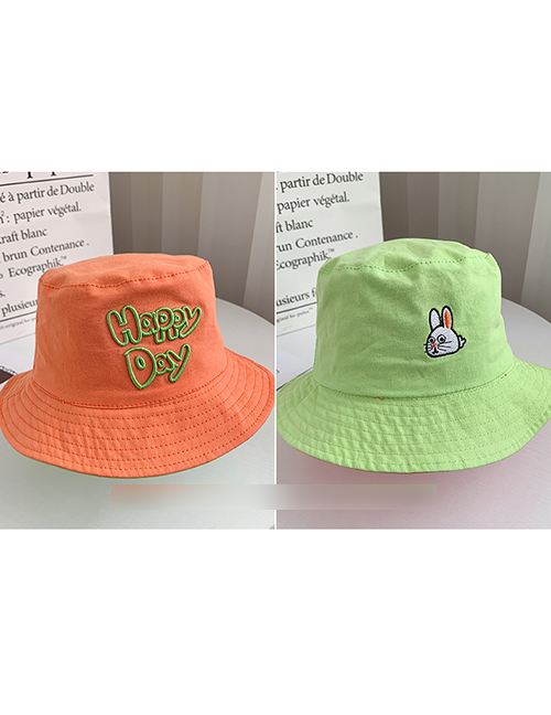 Fashion Orange Happy+green Bunny Children's Double-sided Letter Printing Anti-sack Hat