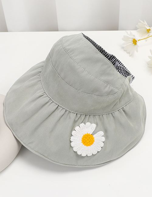 Fashion Grey Children's Daisy Empty Top Sunscreen Fisherman Hat
