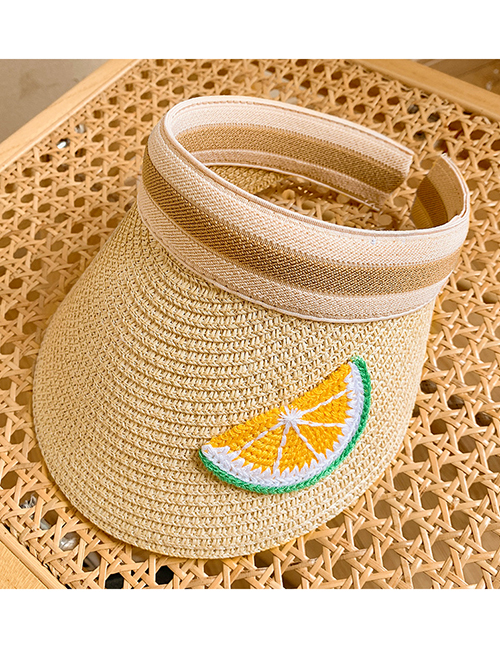 Fashion Beige Orange Children's Letter Knitted Sunscreen Empty Top Hat