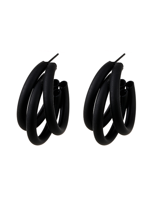Fashion Black Alloy Multilayer C-shaped Earrings