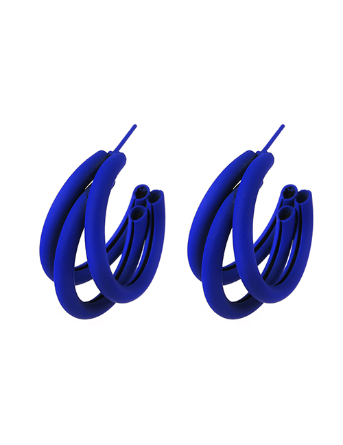 Fashion Navy Blue Alloy Multilayer C-shaped Earrings