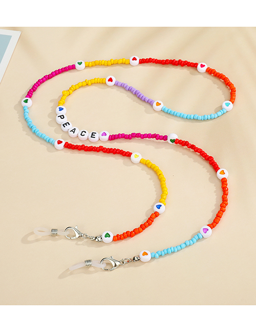 Fashion Red Peace Letter Rice Beads Love Heart Beaded Halter Glasses Chain