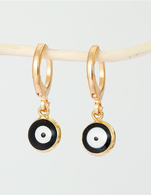 Fashion Gold Black Dripping Eyes And Earrings