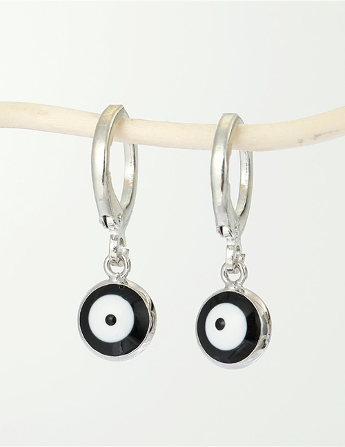 Fashion Silver Black Dripping Eyes And Earrings