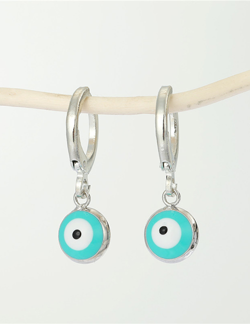Fashion Silver Lake Blue Dripping Eyes And Earrings