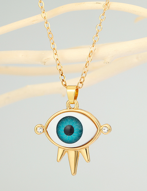 Fashion Light Blue Crown Eye Necklace