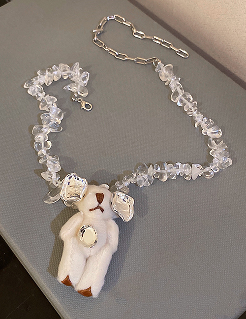 Fashion Little Bear Diamond Plush Bear Beaded Necklace