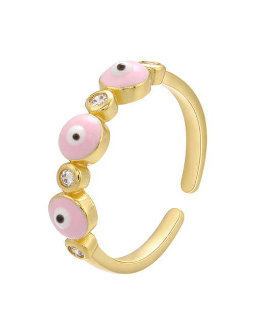 Fashion Pink Micro Inlaid Zirconium Eyeball Ring