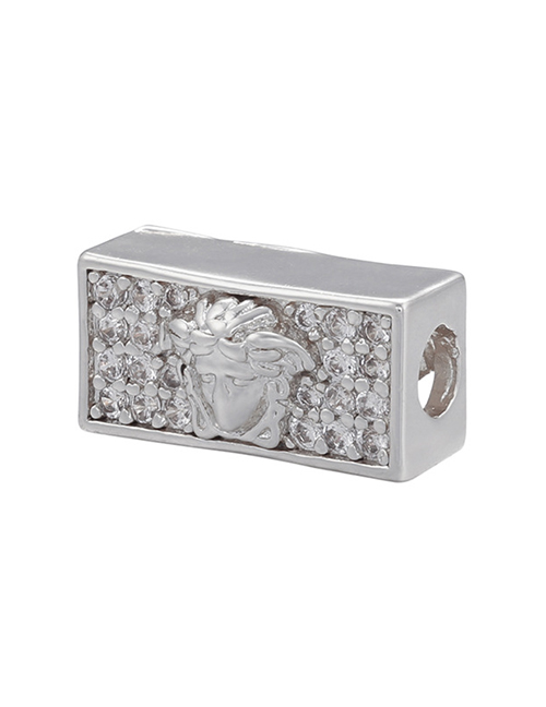 Fashion White Gold Rectangle Diamond-encrusted Rectangular Carving Portrait Diy Accessories