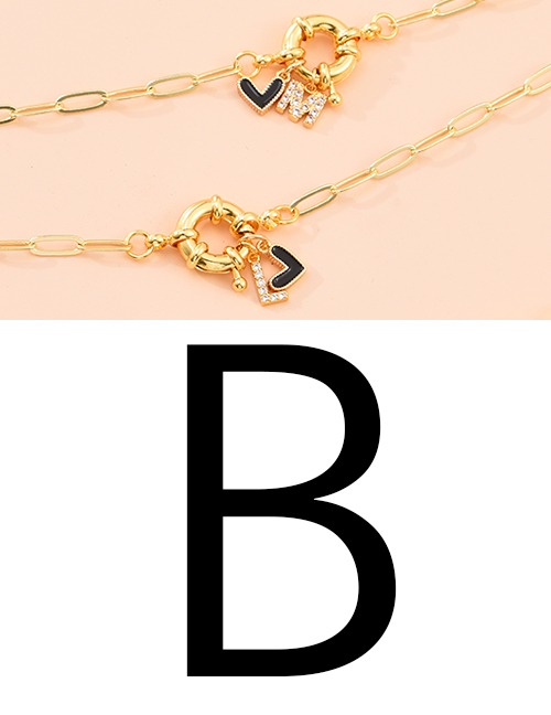 Fashion B 26 Letters Multi-layer Necklace With Copper Inlaid Zircon