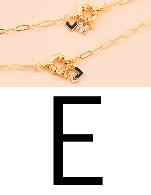 Fashion E 26 Letters Multi-layer Necklace With Copper Inlaid Zircon
