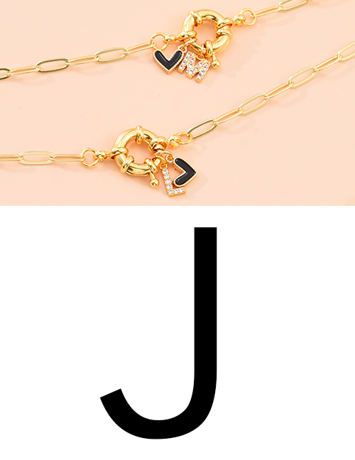 Fashion J 26 Letters Multi-layer Necklace With Copper Inlaid Zircon