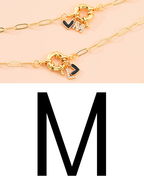 Fashion M 26 Letters Multi-layer Necklace With Copper Inlaid Zircon