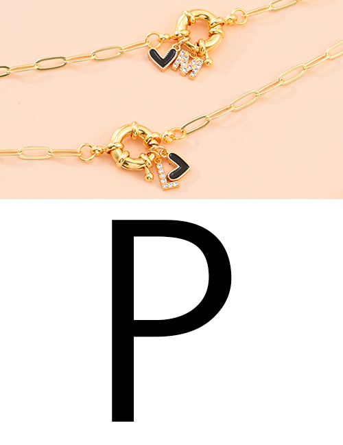 Fashion P 26 Letters Multi-layer Necklace With Copper Inlaid Zircon