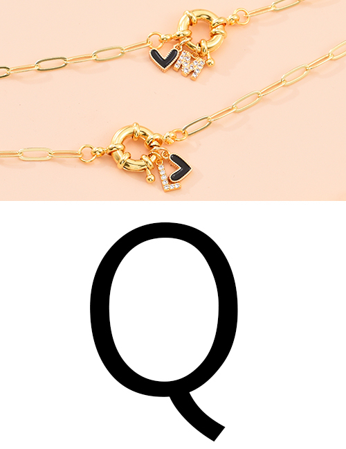 Fashion Q 26 Letters Multi-layer Necklace With Copper Inlaid Zircon