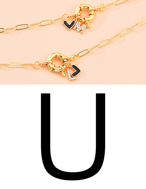 Fashion U 26 Letters Multi-layer Necklace With Copper Inlaid Zircon