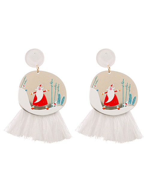 Fashion White Christmas Cartoon Tassel Earrings