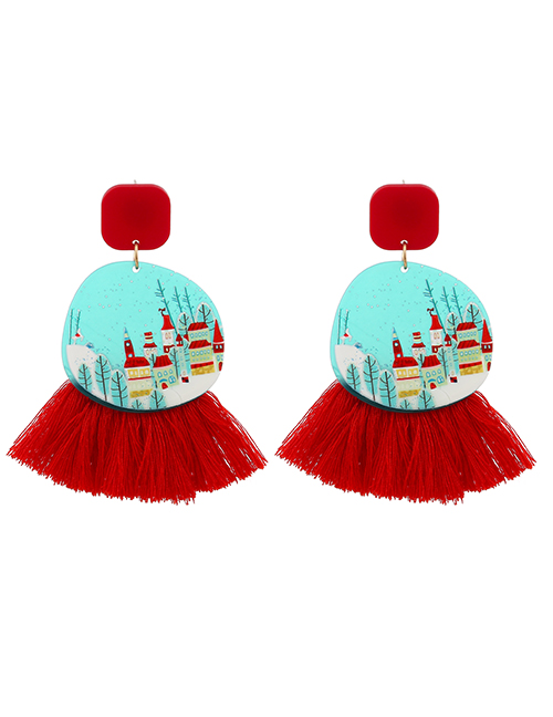 Fashion Red Christmas Cartoon Tassel Earrings
