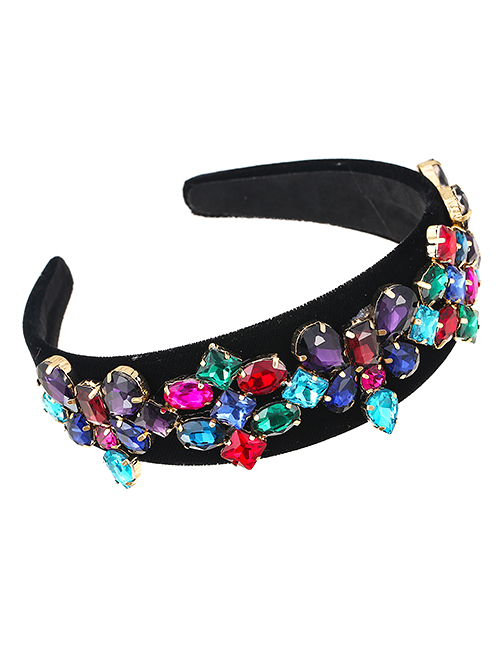 Fashion Color Fabric Alloy Diamond-studded Geometric Headband