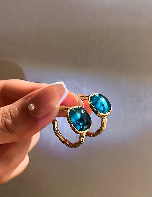 Fashion Blue Alloy Cat Eye Ear Ring
