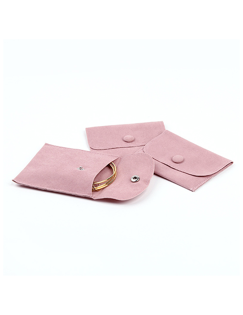 Fashion Pink (beaded Fleece) 8.5*10cm Flannel Snap Jewelry Bag