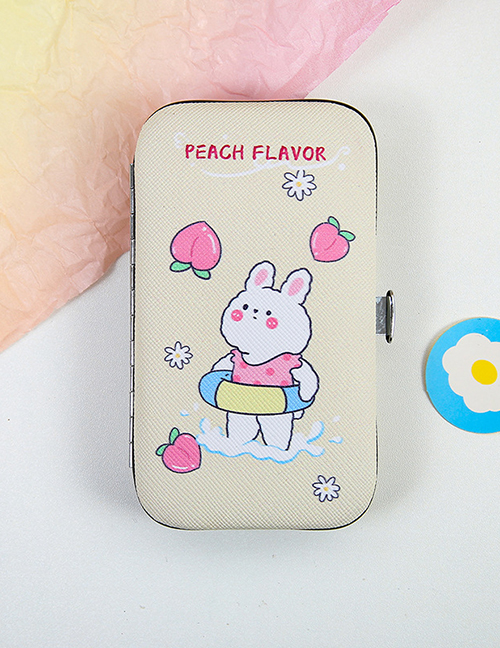 Fashion Peach Bunny Printed Portable Nail Tool Set