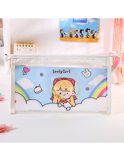 Fashion Little Girl Into The Quicksand Cartoon Printing Quicksand Large Capacity Pencil Case