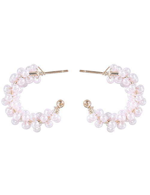 Fashion Pearl Alloy Inlaid Pearl C-shaped Earrings