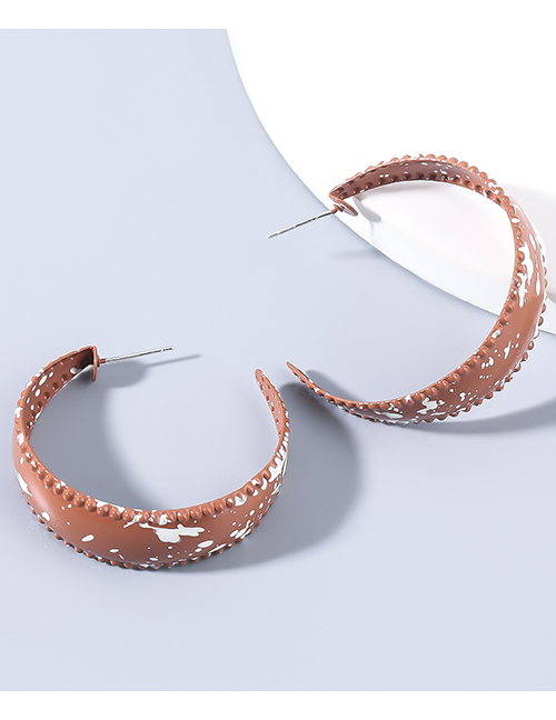 Fashion Brown Alloy Painted C-shaped Earrings