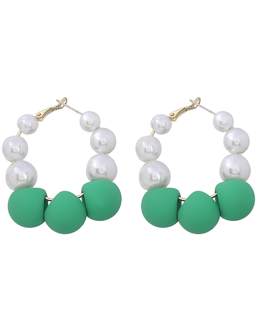 Fashion Green Alloy Resin Pearl Geometric Earrings