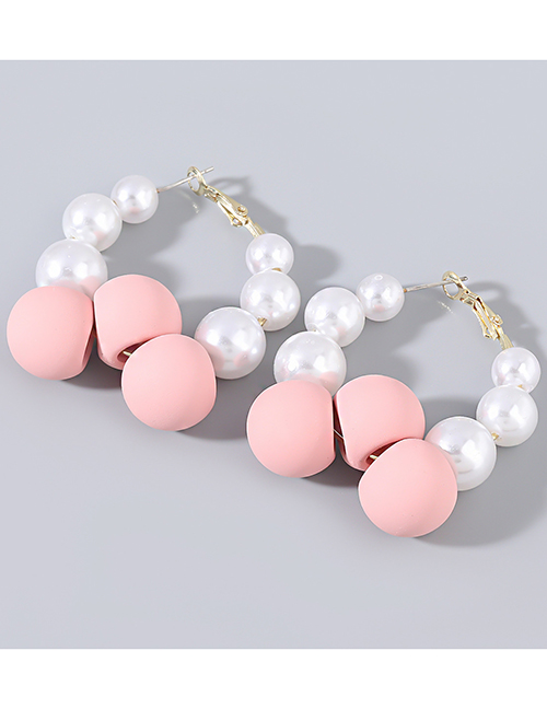 Fashion Pink Alloy Resin Pearl Geometric Earrings